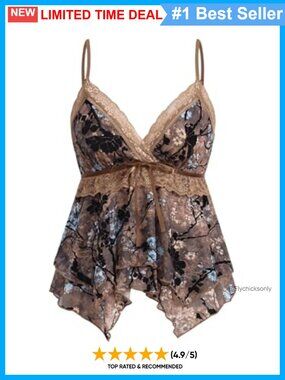 Y2K Babydoll Lace Tank Top Bow Tie Front Asymmetrical Going Out Top